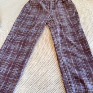 Madewell Plum and Light Blue Plaid Jeans